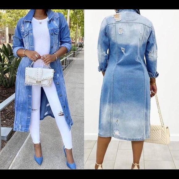 NWT Long denim jean Jacket (S-2XL) - Picture 1 of 1